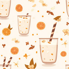 Poster - Horchata digital graphic, Horchata seamless pattern