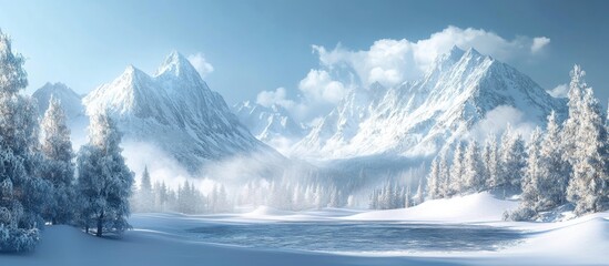 Stunning winter mountain scenery. with copy space image. Place for adding text or design