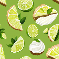 Wall Mural - Key lime pie digital graphic, Key lime pie seamless pattern