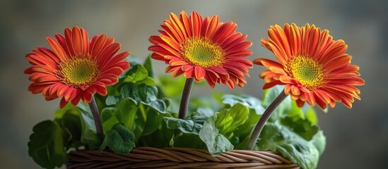 Fototapete - HDR gerbera daisies playful and quirky. with copy space image. Place for adding text or design