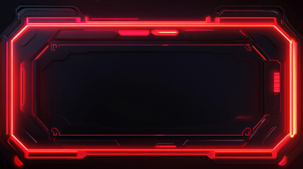 Game live stream panels, overlay frames and buttons with red neon glow. Vector cartoon set of ui interface for webcam video and streaming isolated on background
