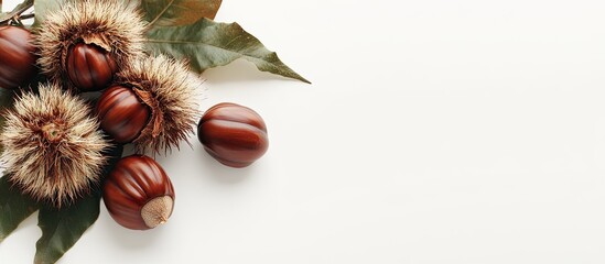 Aufkleber - Edible chestnuts on a white background. with copy space image. Place for adding text or design