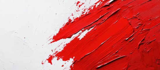 Leinwandbilder - Abstract red backdrop Disordered brush strokes and paint splatters on white paper creating a vivid contrasting background. with copy space image. Place for adding text or design