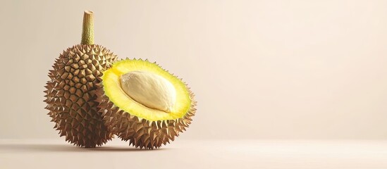 Wall Mural - Durian known as the king of fruits isolated on a white background. with copy space image. Place for adding text or design