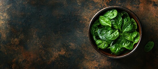 Aufkleber - Canned spinach is a healthy meal option or snack on the table with copy space for a food background This rustic top view is suitable for keto paleo veggie vegan or vegetarian diets