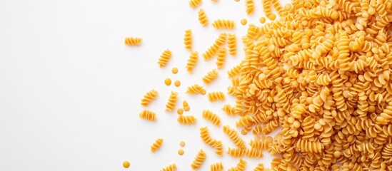 Fototapete - Uncooked red lentil pasta on a white background Space for text. with copy space image. Place for adding text or design