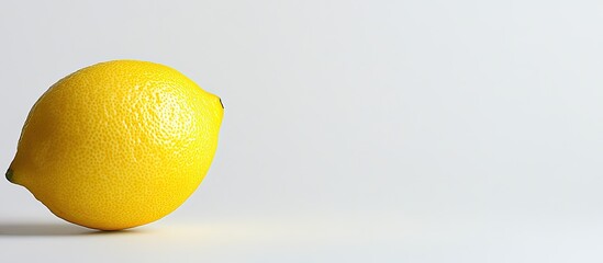 Fototapete - Close up of a whole organic ripe lemon set against a white background Fresh raw lemon vibrant yellow citrus fruit with a clipping path and copyspace