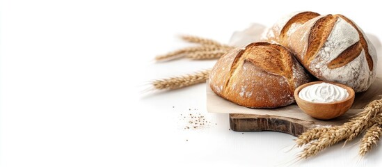 Leinwandbilder - Traditional bread bakery on a white background Roti manis. with copy space image. Place for adding text or design