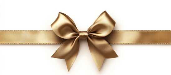Aufkleber - golden satin gift bow separated on white. with copy space image. Place for adding text or design