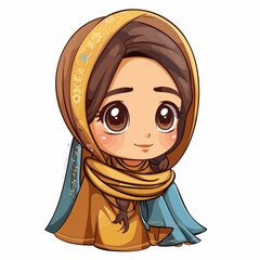 Cute Muslim girl in hijab cartoon character. Vector illustration