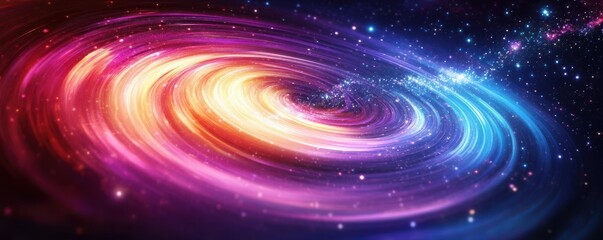 Wall Mural - abstract cosmic swirl, vibrant colors, energetic design, starry particles, dynamic lines, dark backg