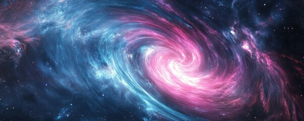 Wall Mural - abstract cosmic swirl, vibrant colors of pink, blue, and purple against a deep cosmic background wit