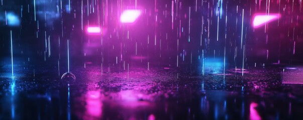 Wall Mural - abstract digital rain in neon colors, cyberpunk style, futuristic data visualization, glowing lines.
