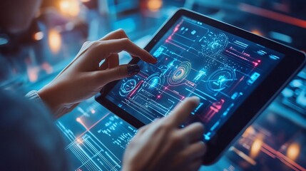 Futuristic Technology Interface on Tablet
