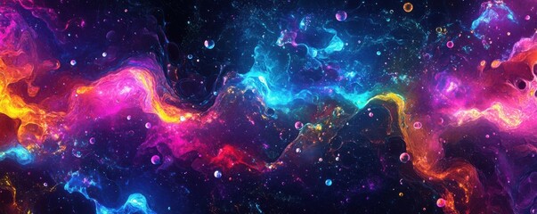 Wall Mural - abstract glowing particles, neon colors, futuristic design, vibrant background, light effect