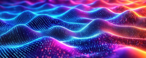 Wall Mural - abstract glowing particles, neon colors, futuristic design, vibrant background, light effect