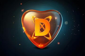 Canvas Print - Glowing Orange D in Heart Shaped Glass Orb