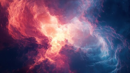 Wall Mural - Cosmic Nebula with Red and Blue Swirls and Starry Dust