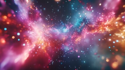 Wall Mural - Abstract Cosmic Nebula with Glowing Colors and Stars