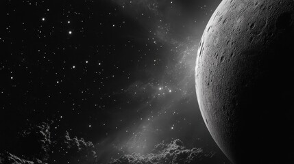Wall Mural - a close-up of a cratered celestial body in space