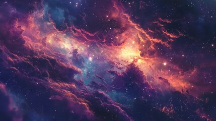 Wall Mural - a cosmic landscape of nebulae and stars