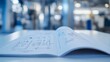 © STwul - Open technical manual with diagrams on a table in a factory.
