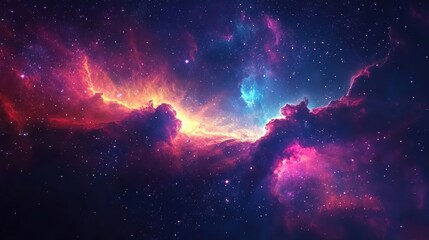 Wall Mural - a vibrant nebula with swirling gas clouds and scattered stars