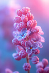 Poster - Airy and light-infused close-up of lilac petals, embraced by an artful mosaic of out-of-focus leaf-green points,
