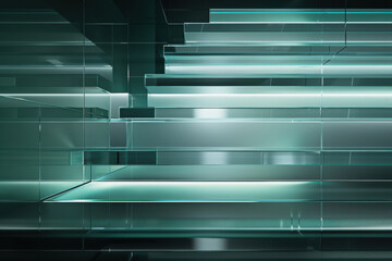 Wall Mural - close up horizontal glowing illustration of an abstract transparent geometric background
