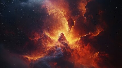 Wall Mural - fiery nebula cosmic cloudscape stellar dust