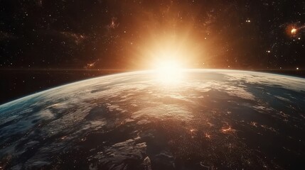 Wall Mural - earth's surface illuminated by the rising sun from space