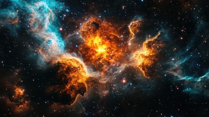 Wall Mural - a star-filled sky with bright, colorful nebulae