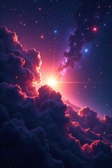 Wall Mural - distant cosmic landscape with glowing stars and gas, orion, gas, nebula
