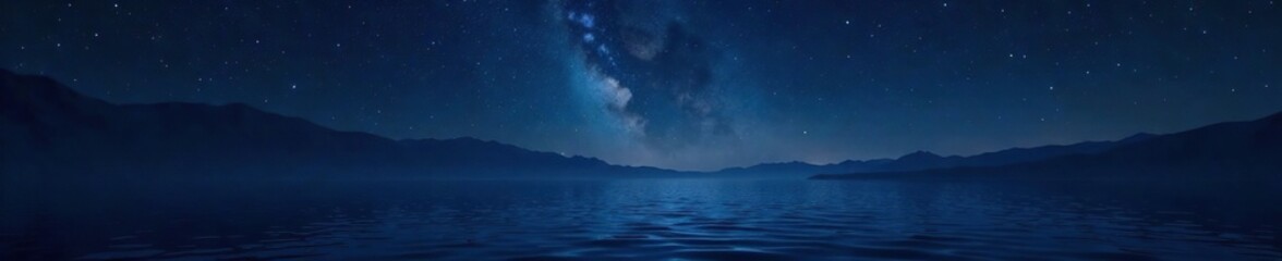 Wall Mural - a vast expanse of dark water with a few stars twinkling above, peacefulness, milky way