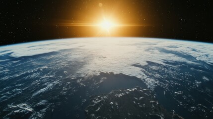 Wall Mural - earth from space with sunrise and clouds