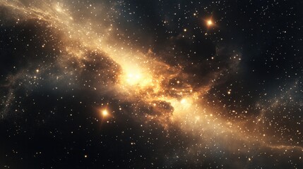 Wall Mural - golden nebula with scattered stars in deep space