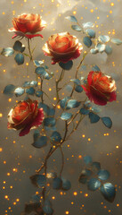 Sticker - Golden Roses in a Dreamy Setting