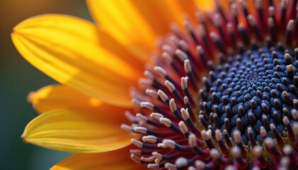 Delicate feathery texture on the underside of sunflower petals, organic, petals