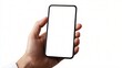 © WisChi - Hand Holding Smartphone with Blank White Screen Mockup for App Presentation
