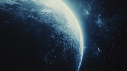 Wall Mural - a partial view of a distant planet in the vastness of space