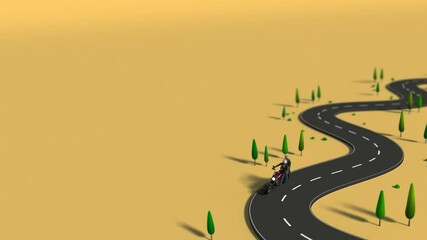 Wall Mural - Animation of a motorcycle running on a curve.
It runs forever without interruption.