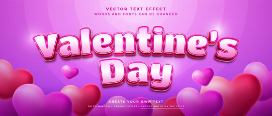 Wall Mural - happy valentines day text effect, love pink graphic style