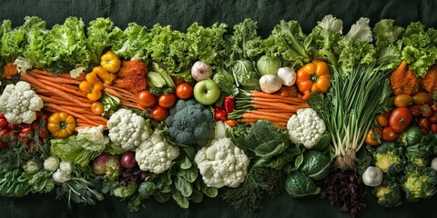 Poster - Vibrant assortment of fresh vegetables arranged artistically.