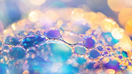 Wall Mural - colorful waves intertwine with bubbles, creating an enchanting display of iridescent patterns and hu