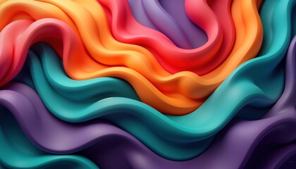 Aufkleber - Abstract vibrant colours swirl in three dimensional design. Vivid colors create dynamic fluid motion. Modern artistic design. Smooth, colorful abstract background. Intricate curves, shapes. Stylish,