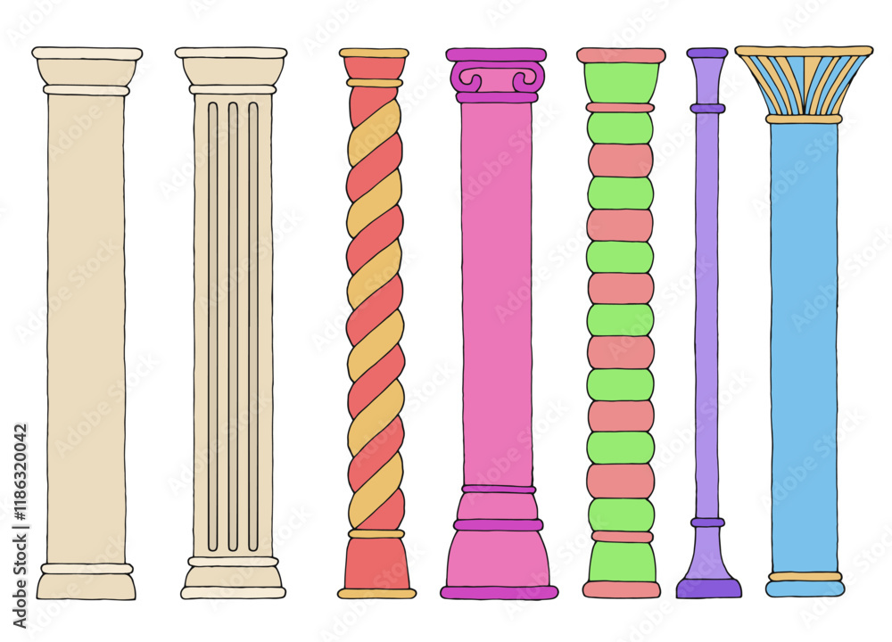 Column set graphic color isolated sketch illustration vector Stock ...