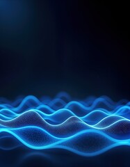 Aufkleber - Abstract futuristic tech background with vibrant blue glow. Dynamic wave patterns create modern design. Suitable for websites posters. Illustration evokes sense of innovation, digital connectivity.