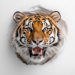 Majestic Tiger Emerging from White Background