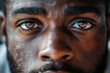 Wall Mural - Close-Up Portrait of a Determined American Football Player Wearing Helmet, Generative AI art