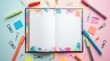 © erinWorks - Open Notebook with Colorful Geometric Cover